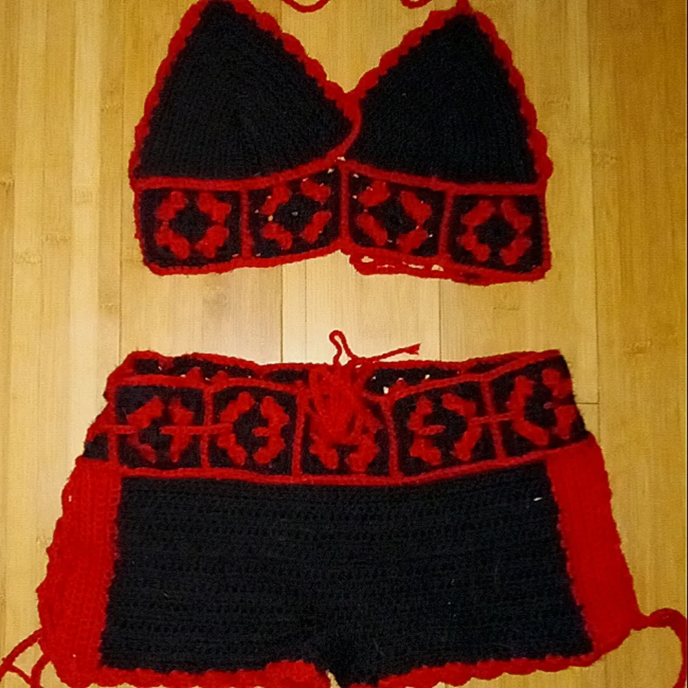 Hand-Crochet Matching Top and Shorts - Picture 1 of 5